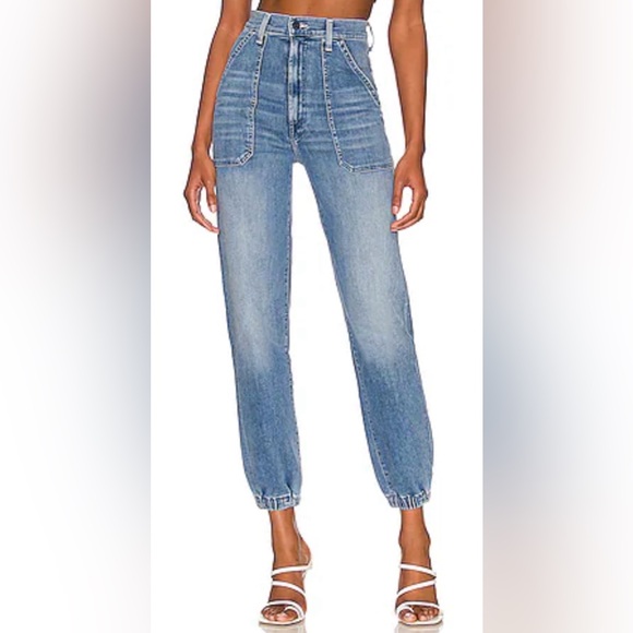 MOTHER Denim - MOTHER The Wrapper Patch Springy Ankle We The Animals Blue Size 24